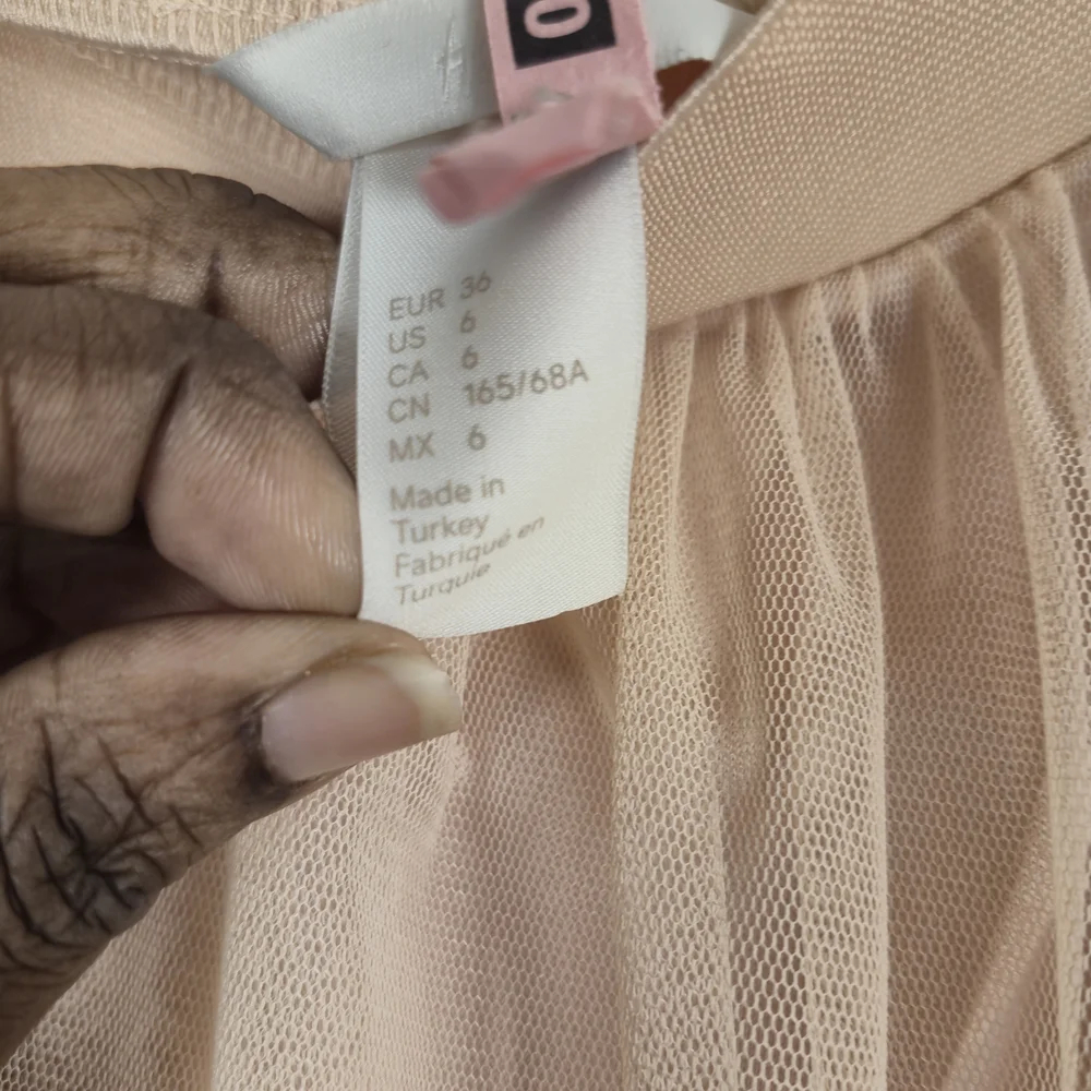H&M Divided Tulle Mesh Midi Skirt US 6 Blush Pink Ballet Coquette Fairy - Picture 5 of 5